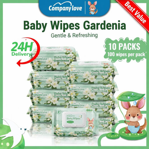 [10 Packs Bulk Deal] Company Love Natural Gardenia Scented Baby Wet Wipes | 1000 Sheets Mega Value Bundle | Alcohol-Free Mild Purified Water Wipes Malaysia