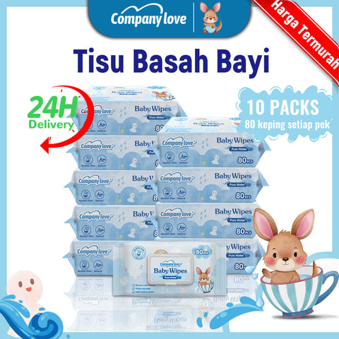 Tisu Basah Bayi Unscented Company Love (400 Keping Pek Nilai) | Wet Wipes Bayi Tanpa Wangian Air Tulen EDI Kulit Sensitif Eczema