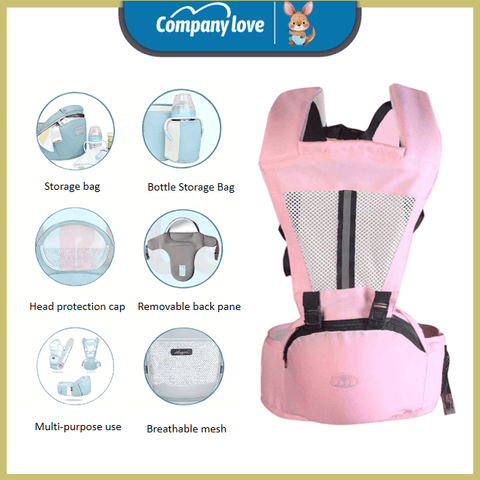 Dukungan Bayi Ergonomik Berkerusi Company Love (3-in-1 Hip Seat Carrier) | Pembawa Kanak-Kanak Mesh Bernafas Selesa | Sokongan Tulang Belakang Ibu Bapa