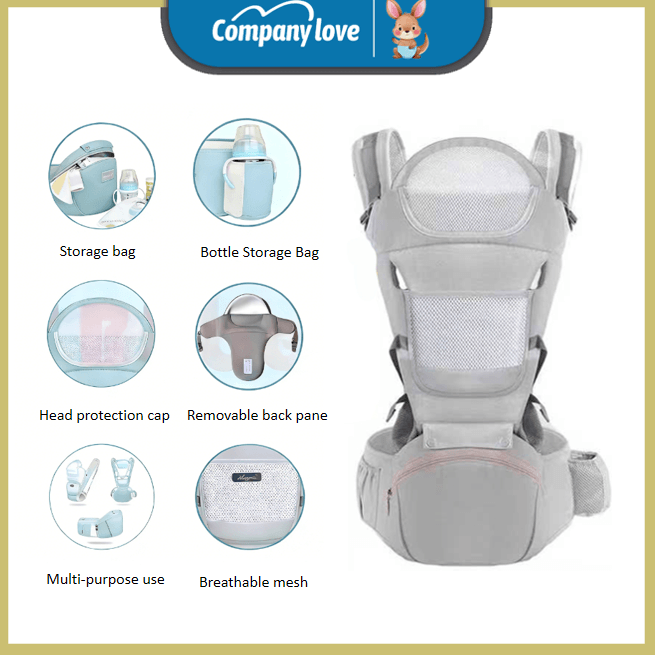 Company Love 3-in-1 Ergonomic Baby Carrier with Hip Seat | Breathable Cool Air Mesh Infant Carrier for Newborn to Toddler | Weight Distribution Spinal Support