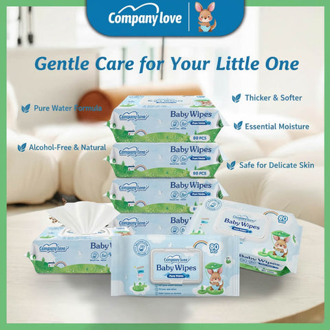 Tisu Basah Bayi Pek Travel 80pcs Company Love | Travel Baby Wet Wipes Portable Bertutup | Tisu Basah Tangan & Mulut Air Tulen 99.9% Malaysia