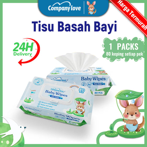 Tisu Basah Bayi Pek Travel 80pcs Company Love | Travel Baby Wet Wipes Portable Bertutup | Tisu Basah Tangan & Mulut Air Tulen 99.9% Malaysia
