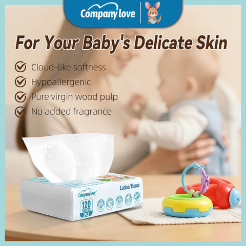 Tisu Bayi Ultra Lembut Company Love (720 Keping / 6 Beg Kombo) | Tisu Muka Bayi Pelembap Selesa Kulit Sensitif Kulit Selesa Tiada Kerengsaan