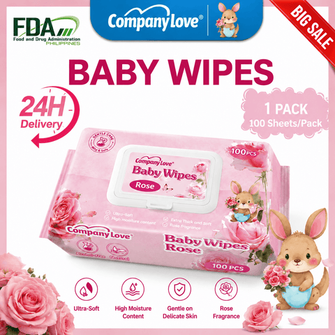 Company Love Natural Rose Scented Baby Wet Wipes | 100 Sheets Mega Value Bundle | Alcohol-Free Deep Hydration Baby Wipes Malaysia
