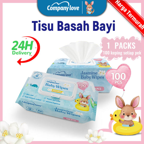 Tisu Basah Bayi Wangian Jasmine Company Love | Wet Wipes Baby Scented Air Tulen 99.9% Ekstrak Melati Alami Segar Anti-Melekit Malaysia