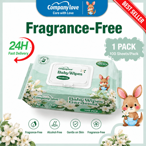Company Love Gardenia Scented Baby Wet Wipes 100 sheets pack with flip-top lid