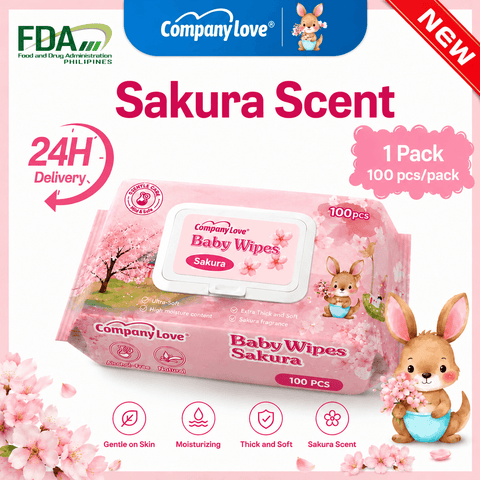 Company Love Natural Sakura Scented Baby Wet Wipes | 100pcs Family Pack | Alcohol-Free Soothing Purified Water Wipes Malaysia