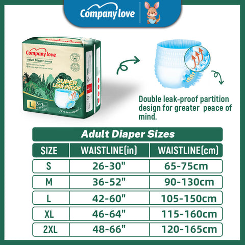 [10 packs]Company Love Adult Pull Up Pants (90+10 Pcs) - 1500ml Lampin Dewasa