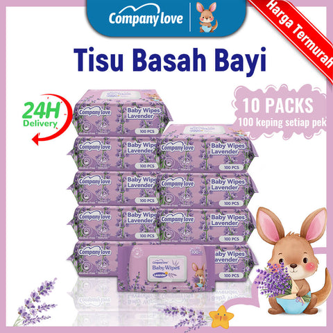 [free shipping 10 Packs]Company Love Premium Lavender Baby Wet Wipes (1000pcs Mega Pack) | EDI Pure Water Alcohol-Free Baby Wipes | Thick Pearl Embossed Fragrant Wipes