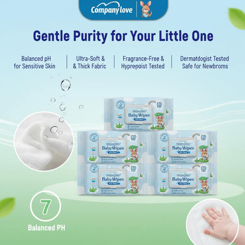Tisu Basah Bayi Pek Travel 80pcs Company Love | Travel Baby Wet Wipes Portable Bertutup | Tisu Basah Tangan & Mulut Air Tulen 99.9% Malaysia
