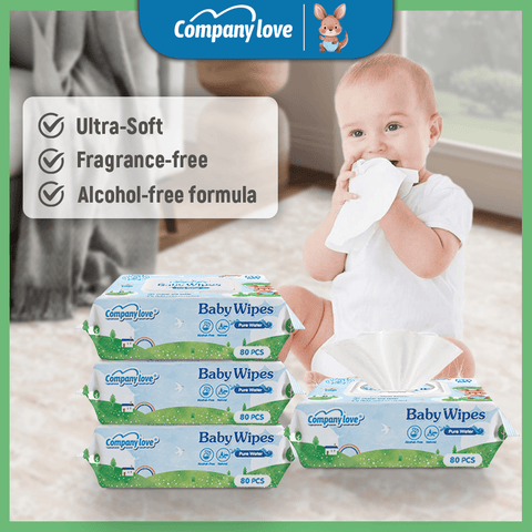 [free shipping 5 Packs]Company Love Sensitive Skin Baby Wet Wipes (400pcs Pack) | Hypoallergenic EDI Pure Water Wipes | Extra Thick 3D Pearl Textured Gentle Wipes