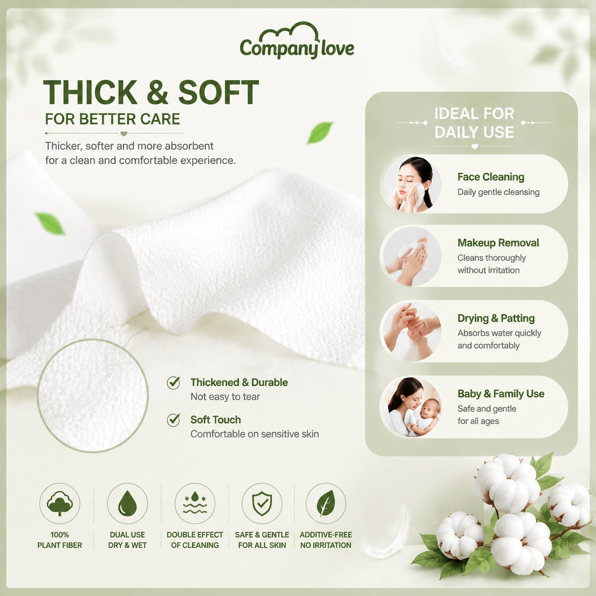 Companylove Soft Face Towels 1Pack（50pcs） 100% Pure cotton face towel 20cmx20cm