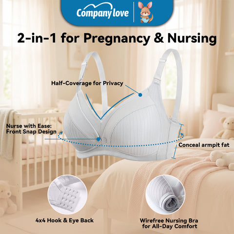Bra Menyusu Bukaan Depan Company Love (Front Closure) | Brassiere Hamil Tanpa Besi Seamless Kain Selesa Senang Pegang Bayi
