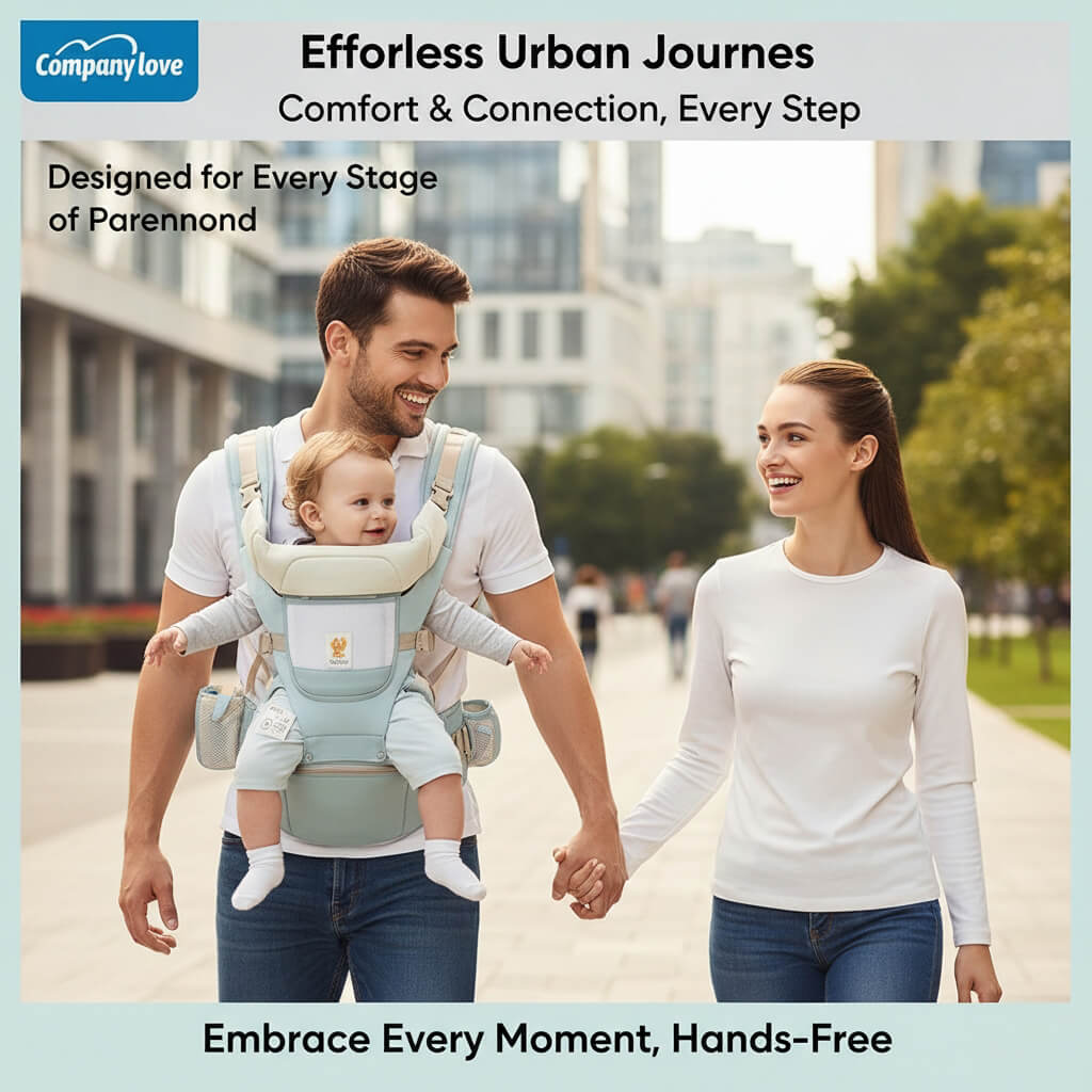 Company Love 3-in-1 Ergonomic Baby Carrier with Hip Seat | Breathable Cool Air Mesh Infant Carrier for Newborn to Toddler | Weight Distribution Spinal Support