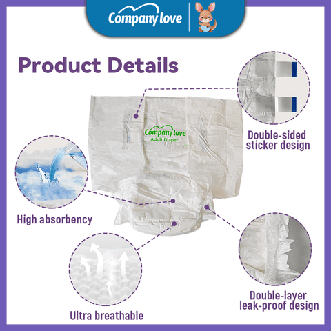 [free shipping 5 Packs]Company Love Premium Adult Tape Diapers Trial Pack | High Absorbency & Leak-Proof Incontinence Care Diapers for Elderly (Size M-XL)