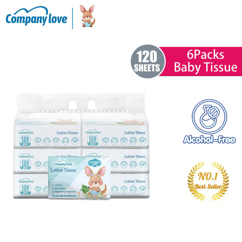 Tisu Bayi Ultra Lembut Company Love (720 Keping / 6 Beg Kombo) | Tisu Muka Bayi Pelembap Selesa Kulit Sensitif Kulit Selesa Tiada Kerengsaan