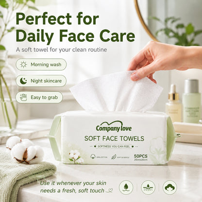 Companylove Soft Face Towels 1Pack（50pcs） 100% Pure cotton face towel 20cmx20cm