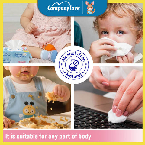 [free shipping 5 Packs]Company Love Premium Jasmine Baby Wet Wipes (500pcs Value Pack) | EDI Pure Water Alcohol-Free Baby Wipes | Thick Pearl Textured Refreshing Wipes
