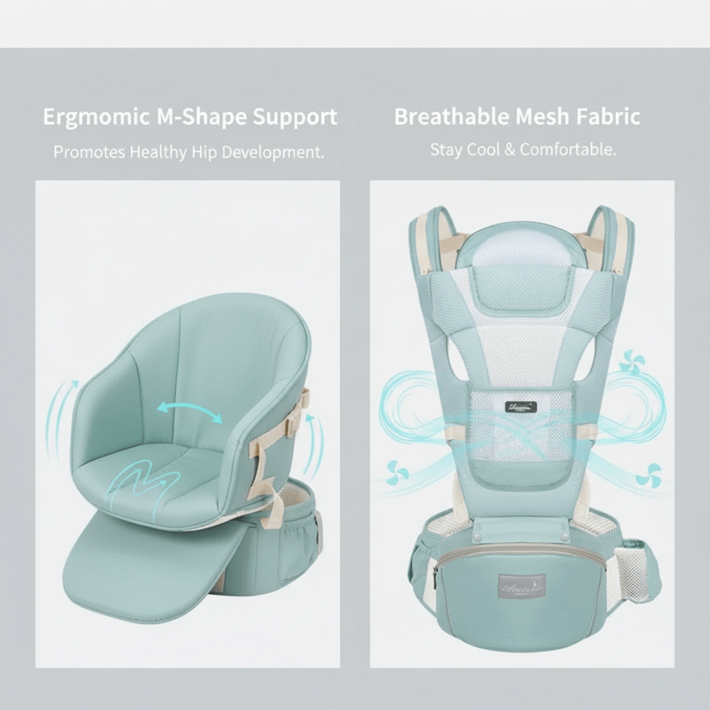 Company Love 3-in-1 Ergonomic Baby Carrier with Hip Seat | Breathable Cool Air Mesh Infant Carrier for Newborn to Toddler | Weight Distribution Spinal Support