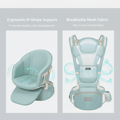Company Love 3-in-1 Ergonomic Baby Carrier with Hip Seat | Breathable Cool Air Mesh Infant Carrier for Newborn to Toddler | Weight Distribution Spinal Support