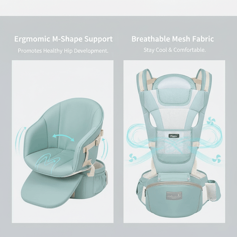 Dukungan Bayi Ergonomik Berkerusi Company Love (3-in-1 Hip Seat Carrier) | Pembawa Kanak-Kanak Mesh Bernafas Selesa | Sokongan Tulang Belakang Ibu Bapa