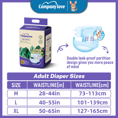 [free shipping 5 Packs]Company Love Premium Adult Tape Diapers Trial Pack | High Absorbency & Leak-Proof Incontinence Care Diapers for Elderly (Size M-XL)