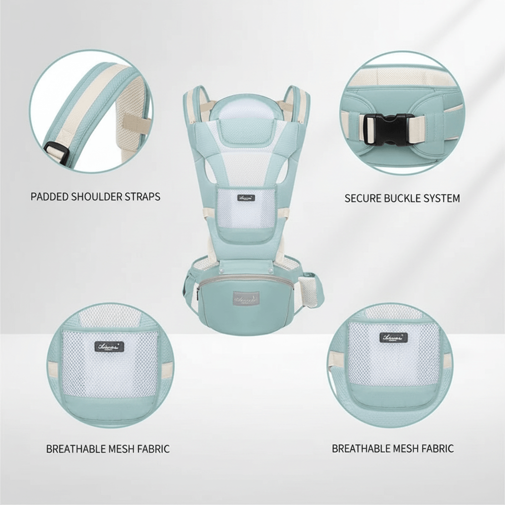 Company Love 3-in-1 Ergonomic Baby Carrier with Hip Seat | Breathable Cool Air Mesh Infant Carrier for Newborn to Toddler | Weight Distribution Spinal Support