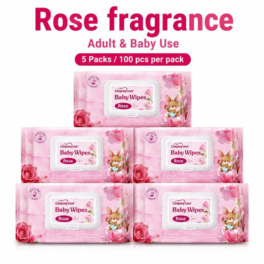 [FREE SHIPPING 5 Packs] Company Love Natural Rose Scented Baby Wet Wipes | 500 Sheets Mega Value Bundle | Alcohol-Free Deep Hydration Baby Wipes Malaysia