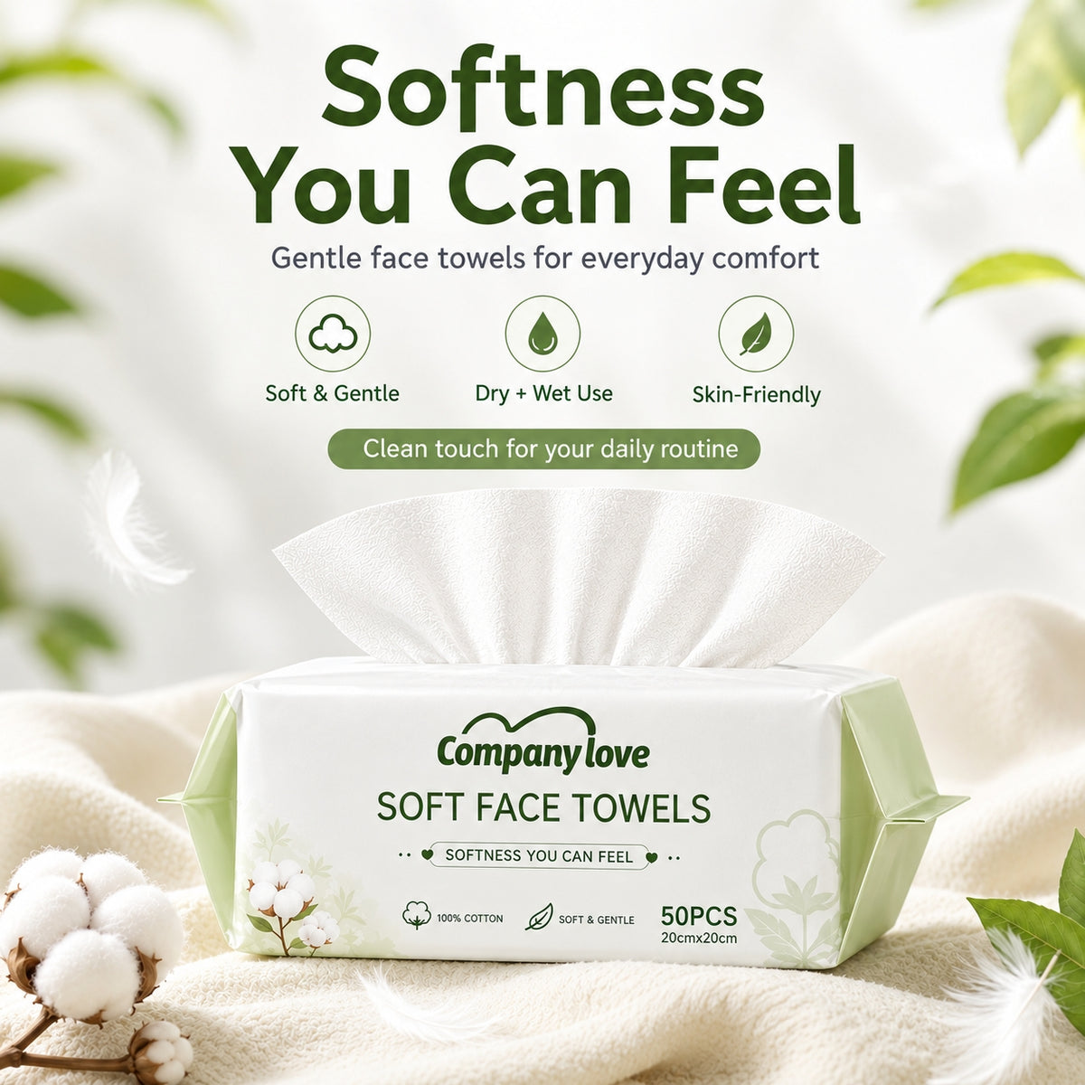 Companylove Soft Face Towels 3 Packs(150pcs) 100% Pure cotton face towel 20cmx20cm