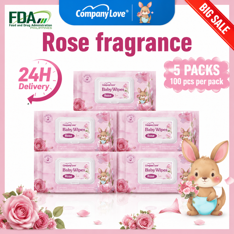 [free shipping 5 Packs]Company Love Natural Rose Scented Baby Wet Wipes | 500 Sheets Mega Value Bundle | Alcohol-Free Deep Hydration Baby Wipes Malaysia