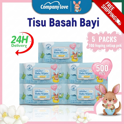 [FREE SHIPPING 5 Packs] Company Love Premium Jasmine Baby Wet Wipes (500pcs Value Pack) | EDI Pure Water Alcohol-Free Baby Wipes | Thick Pearl Textured Refreshing Wipes