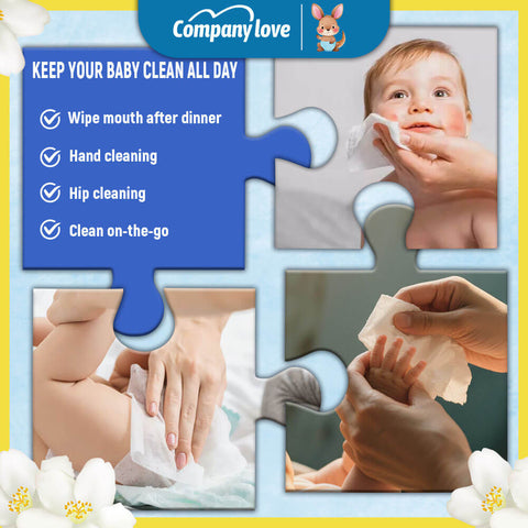 [free shipping 5 Packs]Company Love Premium Jasmine Baby Wet Wipes (500pcs Value Pack) | EDI Pure Water Alcohol-Free Baby Wipes | Thick Pearl Textured Refreshing Wipes