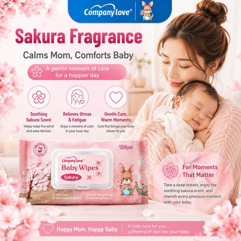 [5 Packs Bulk Deal]Company Love Sakura Rose Baby Wet Wipes 500pcs Mega Pack | Alcohol-Free, Hypoallergenic & Thick Wipes for Sensitive Skin