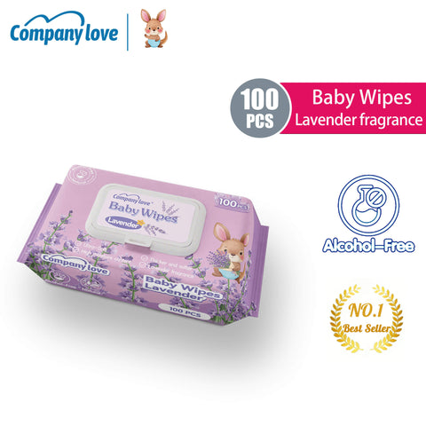 Tisu Basah Bayi Lavender Company Love (Pek 100 Keping Berpenutup) | Wet Wipes Bayi Air Tulen EDI Mudah Alih Tanpa Alkohol Selesa