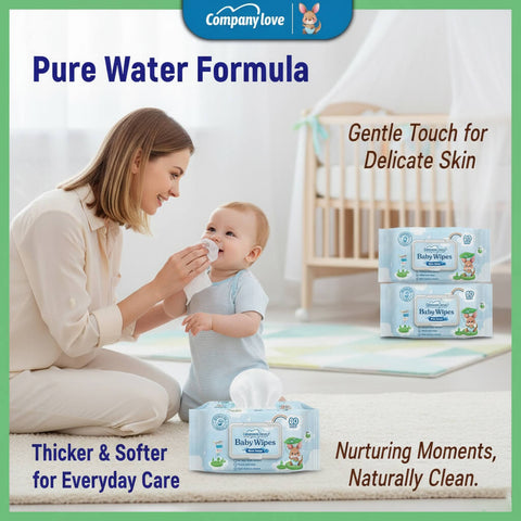 [free shipping 5 Packs]Company Love Sensitive Skin Baby Wet Wipes (400pcs Pack) | Hypoallergenic EDI Pure Water Wipes | Extra Thick 3D Pearl Textured Gentle Wipes