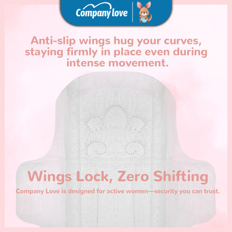 Company Love 0.1cm裸感超薄卫生巾（12片装）| 瞬吸干爽全透气日夜用姨妈巾 纯棉亲肤防侧漏带护翼不闷热
