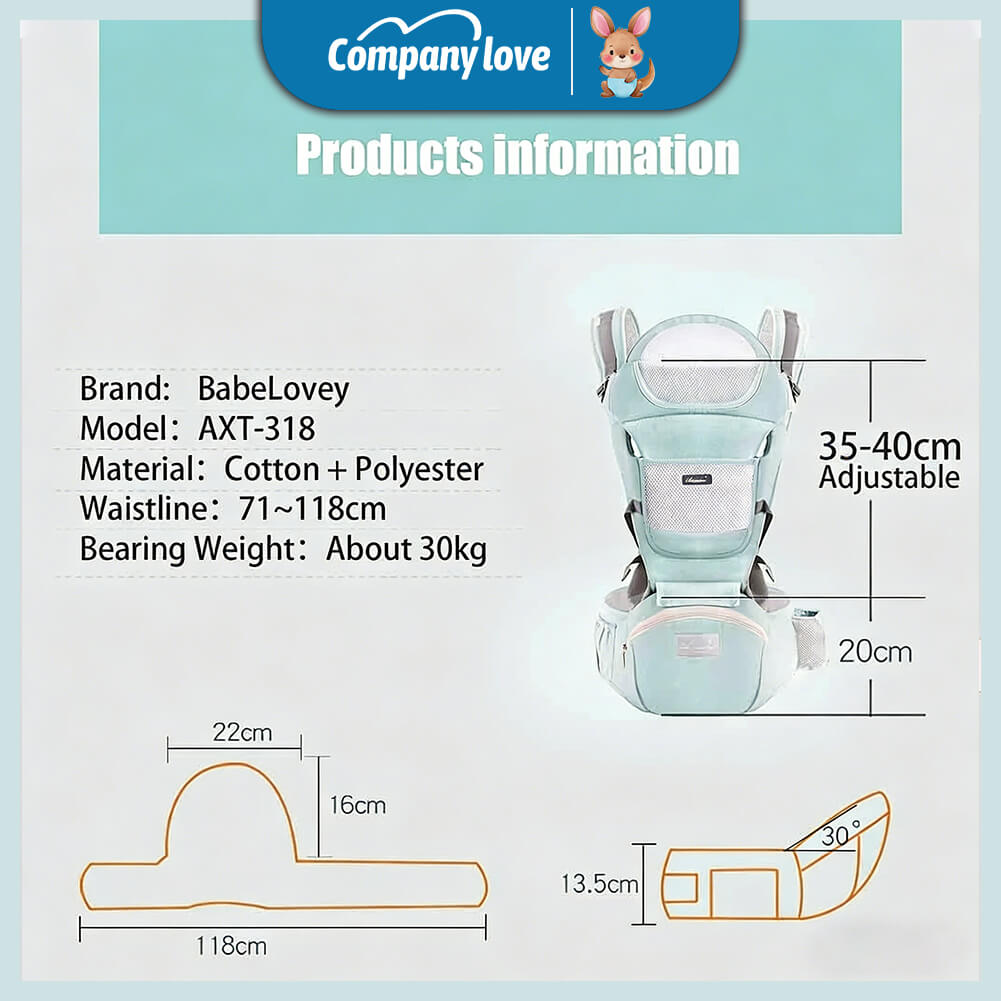 Company Love 3-in-1 Ergonomic Baby Carrier with Hip Seat | Breathable Cool Air Mesh Infant Carrier for Newborn to Toddler | Weight Distribution Spinal Support
