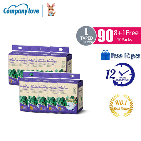 Lampin Dewasa Pelekat Company Love [90+10 Keping Pek Mega] | Diaper Dewasa Berperekat Refastenable | Tape Diapers Serapan Tinggi Malaysia
