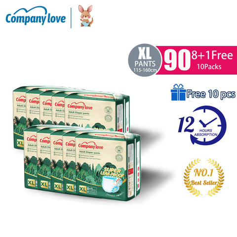 [10 packs]Company Love Adult Pull Up Pants (90+10 Pcs) - 1500ml Lampin Dewasa