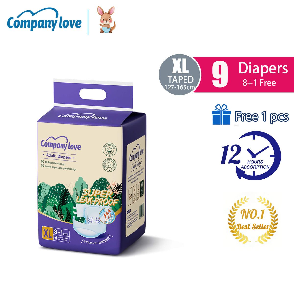 [ Free 1 Pcs ] Company Love Premium Adult Diaper | High-Absorption Leak-Proof Adult Diapers Malaysia | Breathable & Odor-Control Lampin Dewasa