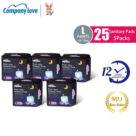 [free shipping 5 Packs]Company Love Ultra Thin Pure Cotton Sanitary Pads | Breathable & High Absorbency Day & Night Feminine Care Pads (Heavy Flow Winged)