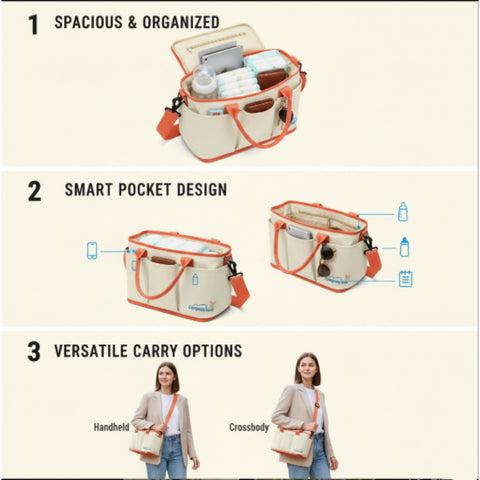 Beg Diaper Bayi Beg Galas Ibu Company Love (Mama Backpack) | Beg Susu Pukal Multifungsi Kalis Air dengan Poket Penebat Haba Botol