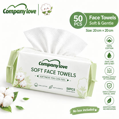 Companylove Soft Face Towels 1Pack（50pcs） 100% Pure cotton face towel 20cmx20cm