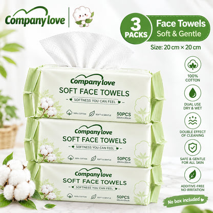 Companylove Soft Face Towels 3 Packs(150pcs) 100% Pure cotton face towel 20cmx20cm