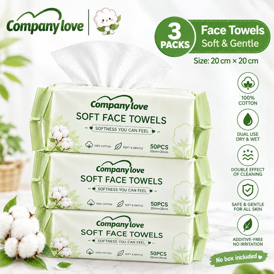 Companylove Soft Face Towels 3 Packs(150pcs) 100% Pure cotton face towel 20cmx20cm
